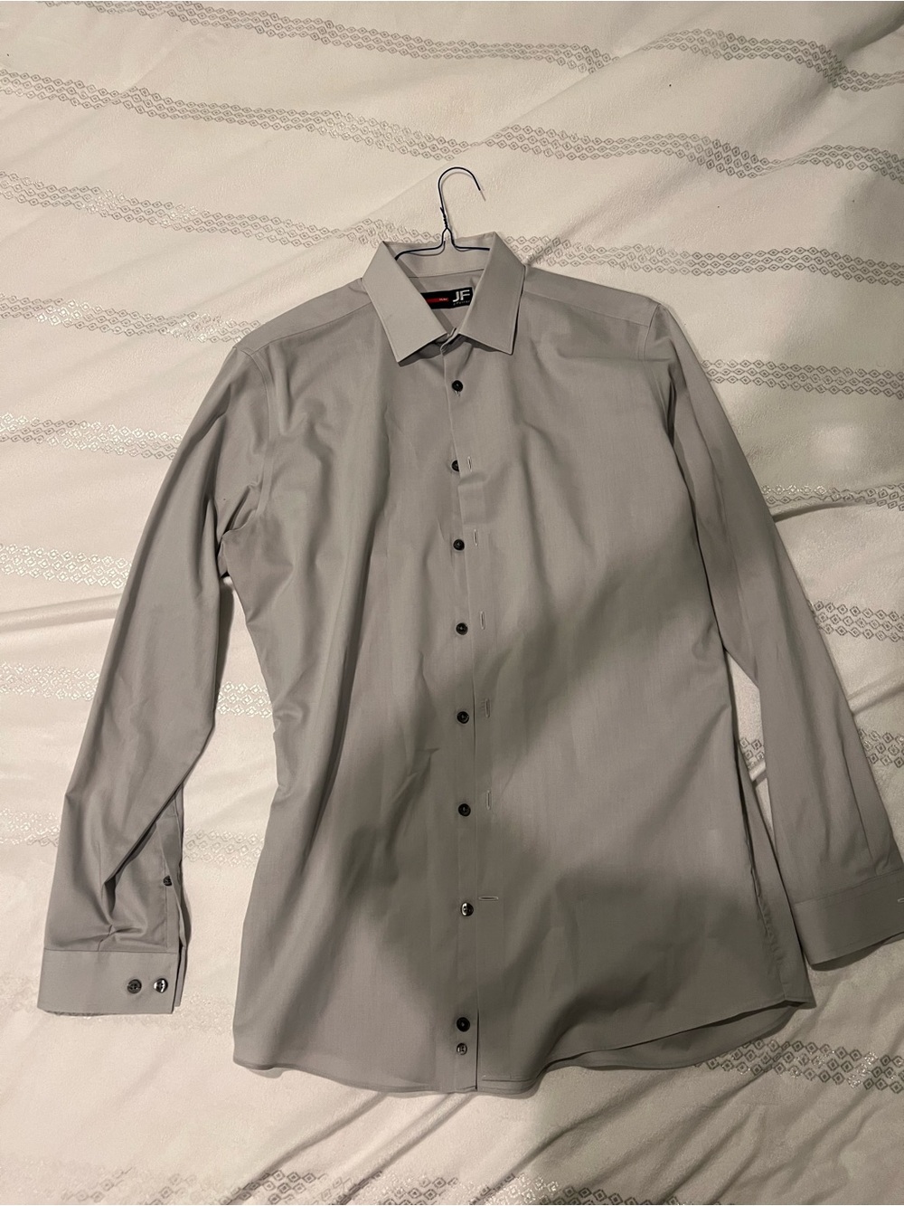 jf j.ferrar Men's Light Gray Long-Sleeve Dress Shirt